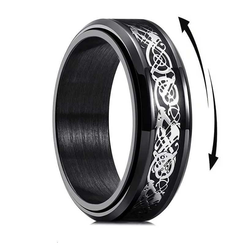 Stainless Steel Celtic Dragon Carbon Fibre Rings For Men Anti Stress And Anxiety Rotating Ring Fidget Spinner Free Shipping S250716
