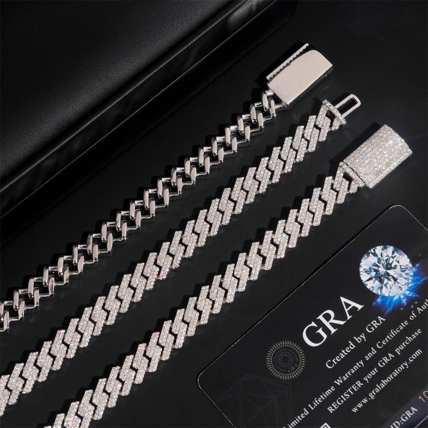 10MM Width Men Cuban Necklace Bracelet 925 Silver D Color VVS Moissanite Hip Hop Jewelry