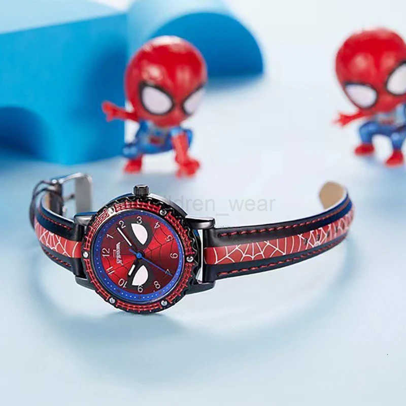 Disney Spider Man Watch Waterproof Luminous Pointer Quartz Watch Leather Watchband Boys Watch Childrens Birthday Christmas Clock Gifts W20250716