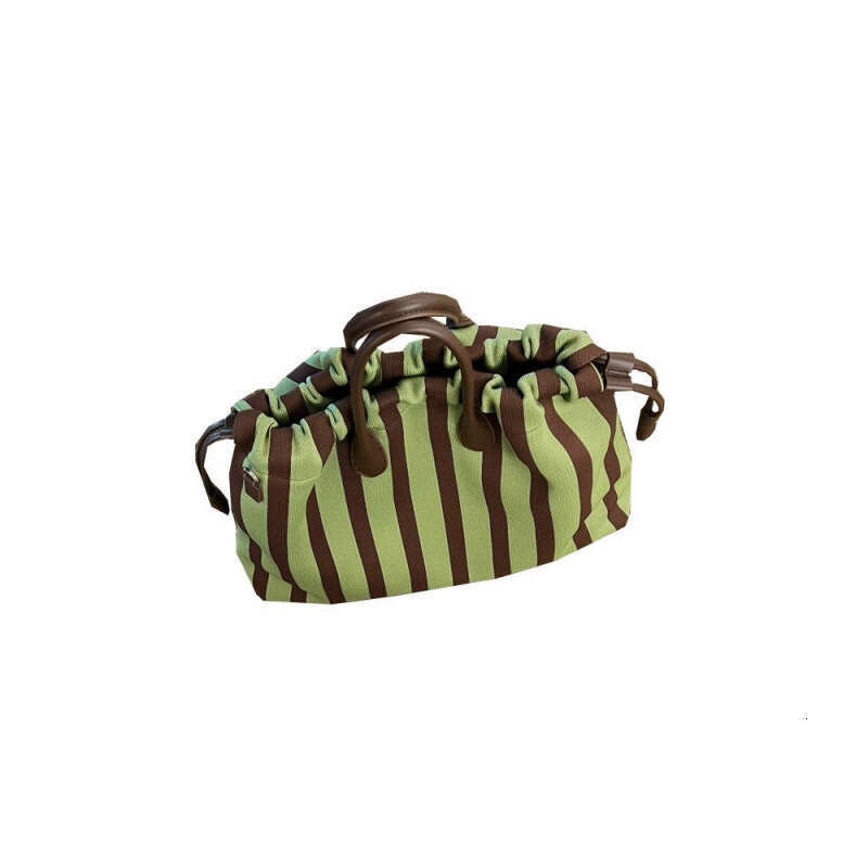 Pink Heart Lady Large Capacity Green Striped Tote Bag Women's Summer High-end Shoulder Crossbody Handbag Commuting