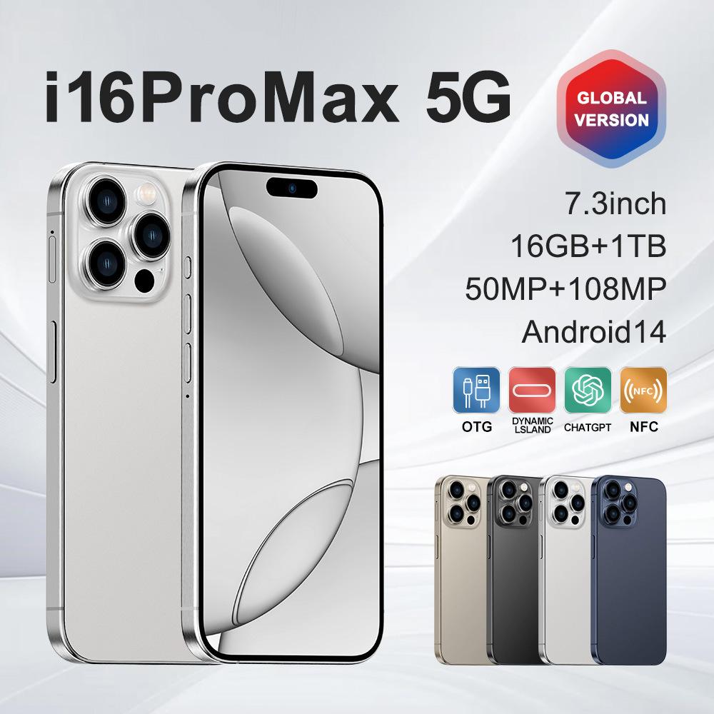 i16/15 Pro Max 5G Smart Phones 16+1TB camera face unlock full screen smartphone 6.8-inch high-definition screen phone 5G dual SIM card USB-C High-end Customization