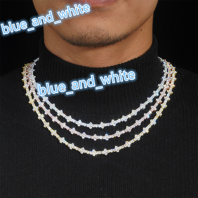 Custom Iced Out Hip Hop Jewelry 925 Sterling Silver Moissanite Diamond Tennis Link Chain Bracelet Necklaces