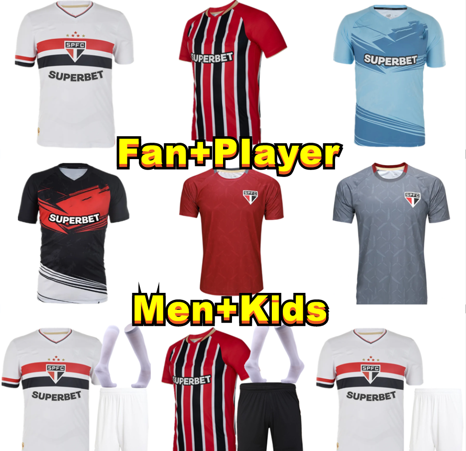25 26 Player Fans Sao Paulo Soccer Jerseys OSCAR 24 2025 2026 PABLO MAIA ALISSON LUCIANO FERREIRA CALLERI LUCAS WENDELL home away football men women kids shirt
