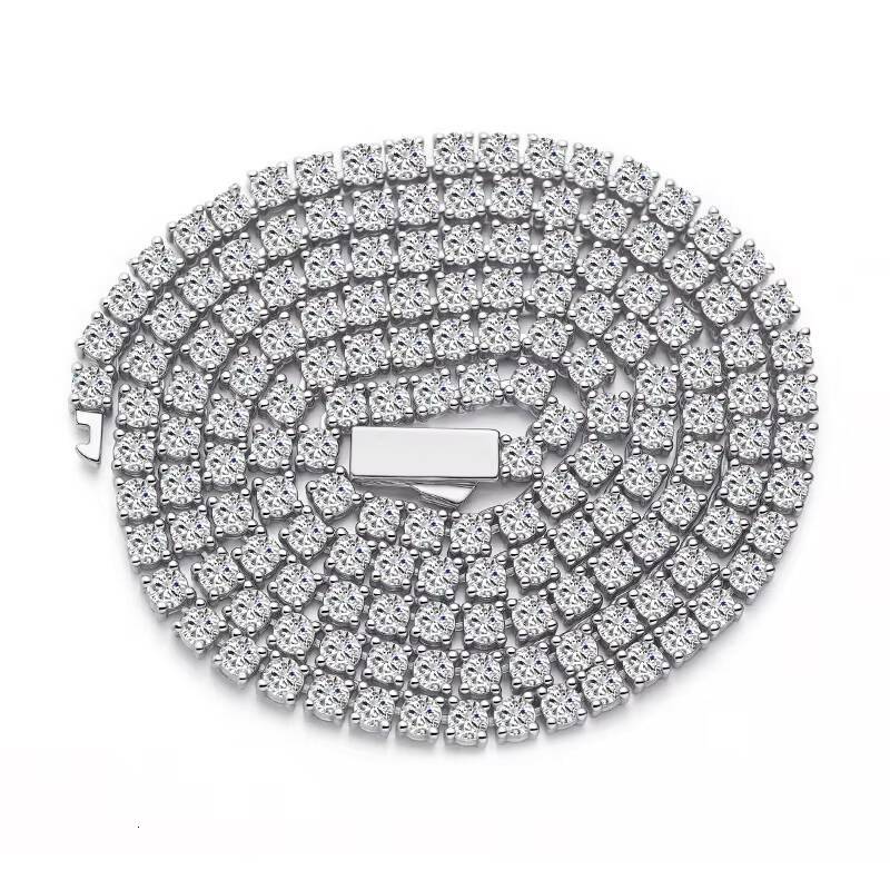 Hip Hop 925 Silver Cuba Chain VVS Moissanite Diamond Tennis Chain Necklace Bracelet Jewelry Men Women Ice Out Necklace