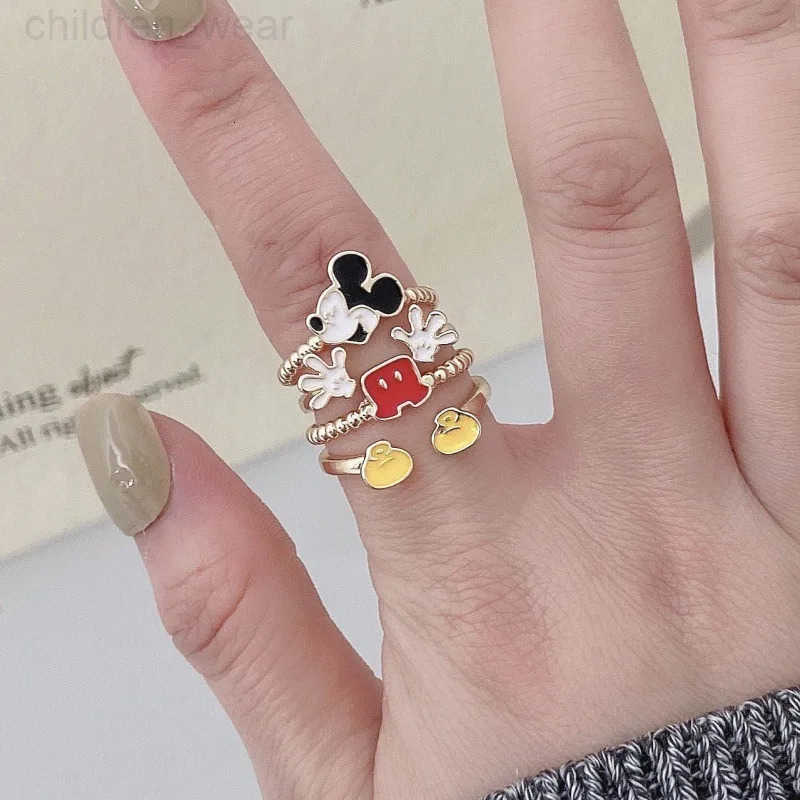 Disney Cute Disney Mickey Mouse Rings Simple Fashion Multi-Storey Mickey Adjustable Open Rings for Girls Women Jewelry Accessories Gifts W20250716
