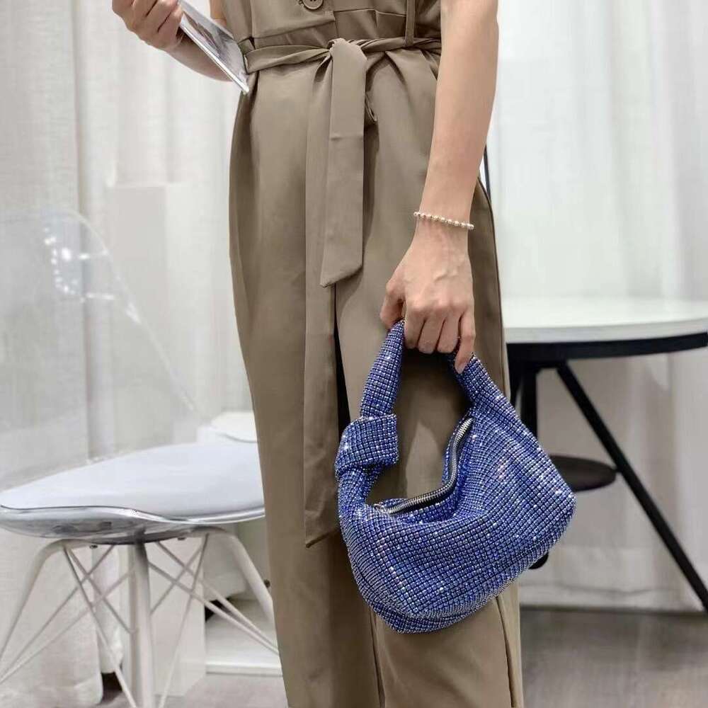 Fashion Simple Rhinestone Full Inlaid Shiny Diamond Knot Handbag Style Women's Bag