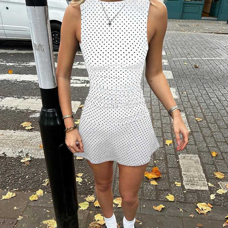 Darlingaga Fashion Polka Dot Printed Slimming Sleeveless Dress Womens Summer A-Line Mini Round Neck Outfits New Trend Dress 2025 R250716