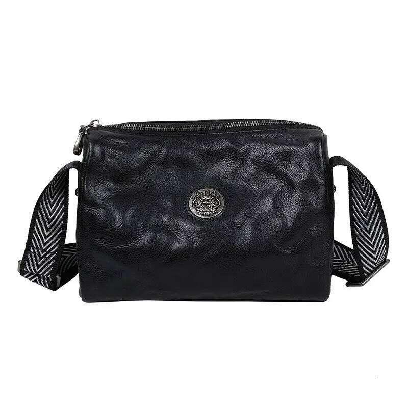 Shoulder Bag Men Soft Zipper Lion Genuine Cowhide Crossbody Messenger Bags For Man Large Capacity Ipad Pillow Male