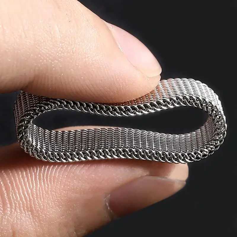 New Fashion Titanium Steel 8MM Grid Mesh Ring Woman For Men High Quality Simple Multi-color Jewelry Party Gifts S250716
