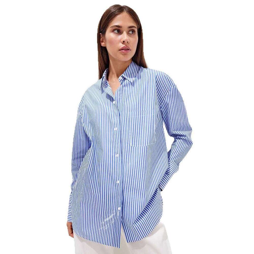 Solid Summer New Trendy Fashion Versatile Loose Polo Striped Shirt B5
