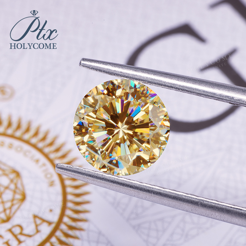 Round Nine Hearts One Flowers Cut Good Fire Original Color Champagne VVS1 Loose Synthetic Diamond Moissanite Stones for Jewelry Design