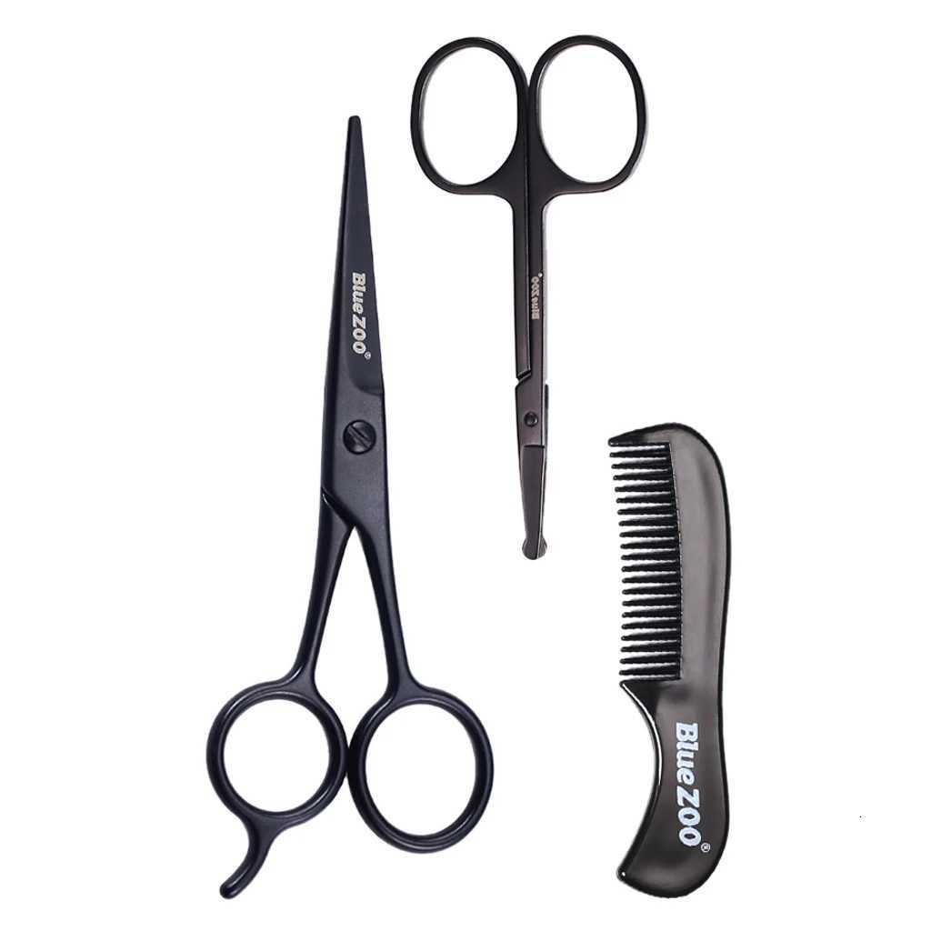 Nose Beard Mustache Scissors and Comb Set for Men Women Care With Gray Bag W250716