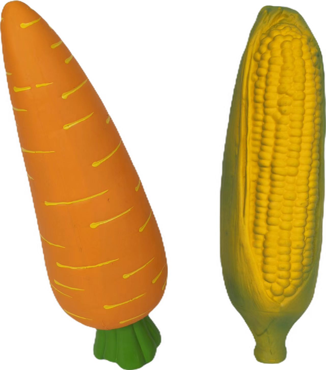 Latex Chewing Squeaky Dog Toy Durable Natural Rubber Dog Playtime with Carrot & Corn-shaped vegetable Dog Toys 4pcs/Pack