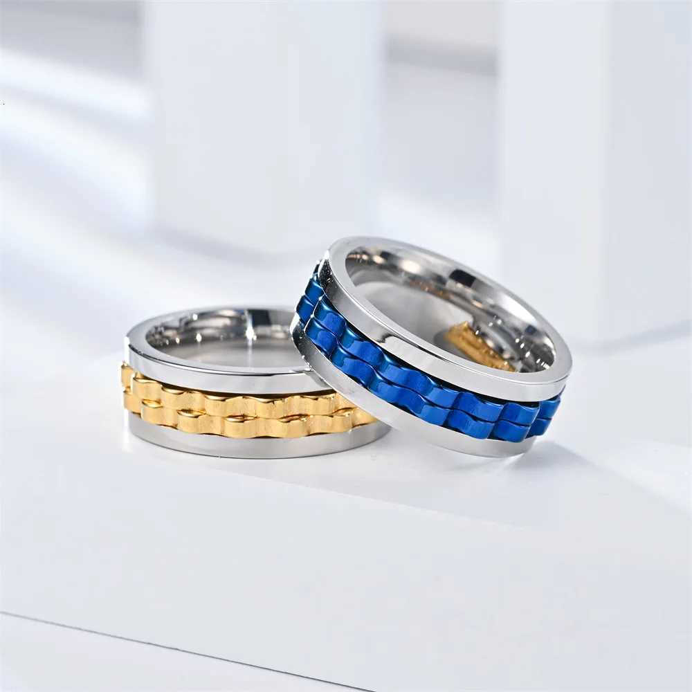 Punk Stainless Steel Gear Rotating Ring Anti Stress Man Anxiety Relief Control Joint Ring Fidget Spinner Anillo Antiestres S250716