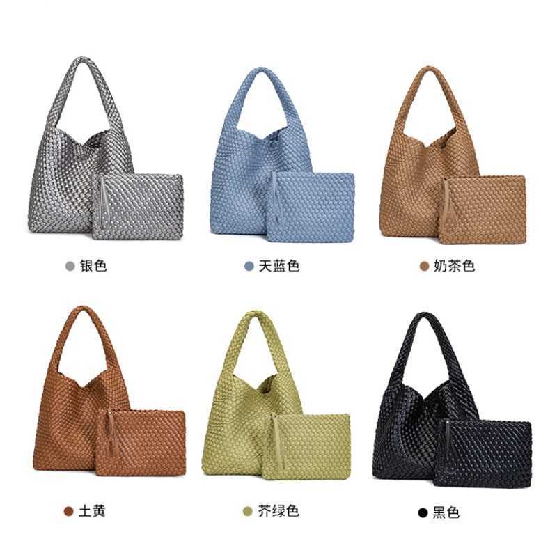 Neoprene Woven Bag Large Capacity Portable Handbag For Women Designer Cowhide Weave Style Beach Hand Casual Knitted Tote Bags