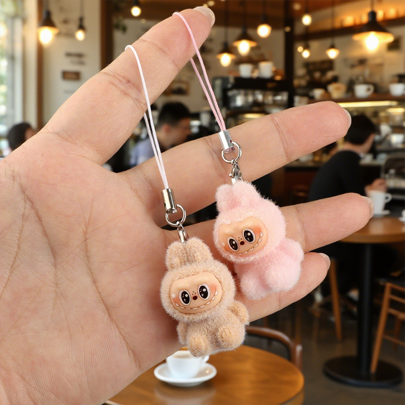 Labubu Plush Keychain Pendant, Plush Fabric Figurine Bag Decoration, Creative Small Gift Pendant Hj