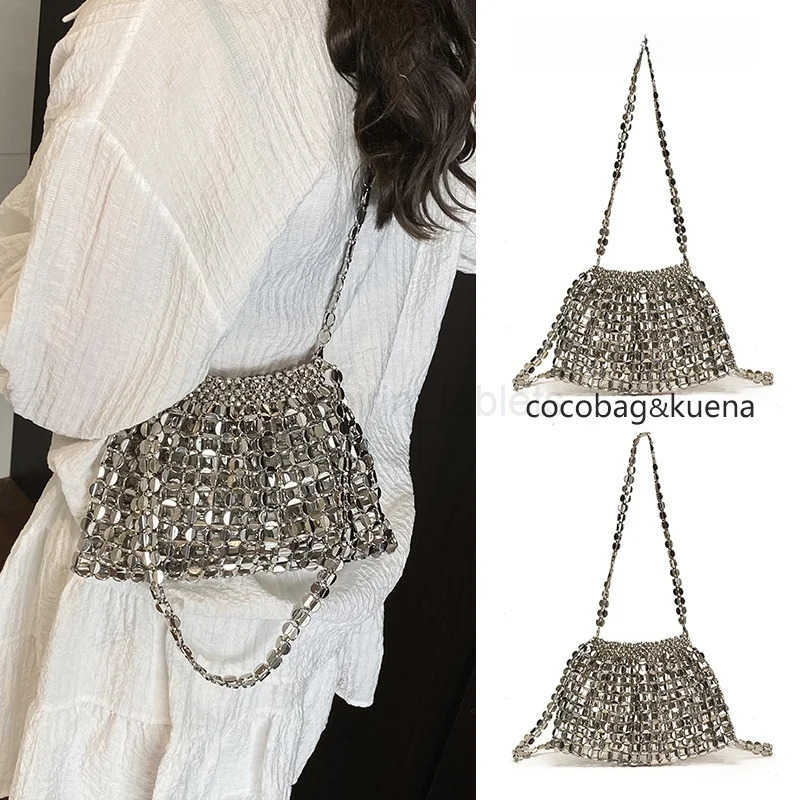 Faionable Silver Hollow Woven Bag Womens Underarm Crossbody Phone Bag Spring Summer New Sle Single Shoulder Handbag M250716