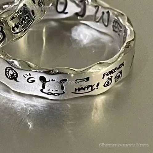 Sanrio Stainless Steel Ring for Girls Fashion Jewelry Charms Accessories Hello Kitty Pochacco Engraving Y2K Couple Xmas Giftw250716