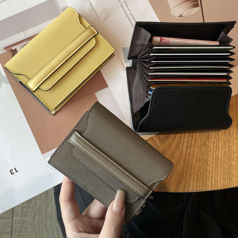 Anti-Magnetic for Women, Genuine Leather, Large Capacity, Multiple Slots, New Niche Design, Simple Fashion, Compact Mini Card Holder
