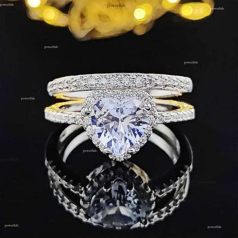 Band 2023 New Sterling Sier Big Wedding Rings Set for Bridal Women Engagement Finger Party Gift Designer Jewelry J230517