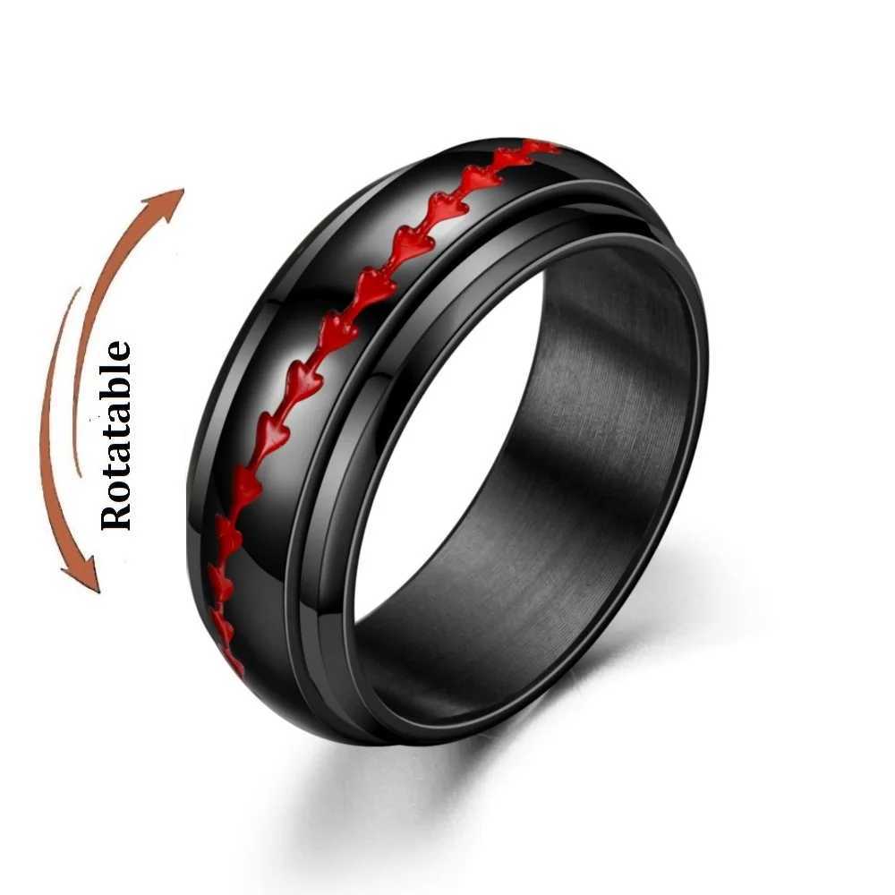 Stainless Steel Rotating Anxiety Fidget Spinner Rings For Couples Worry Stress Relief Metal Rock Band Ring Anillo Antiestres S250716