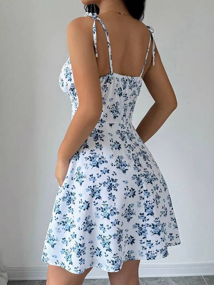 Womens Summer Floral Spaghetti Strap Beach Short Dress,Women Mini Dress,Woman Clothing,Red Dresses,Sundress,New In Dress 2025 dongdumaoyi