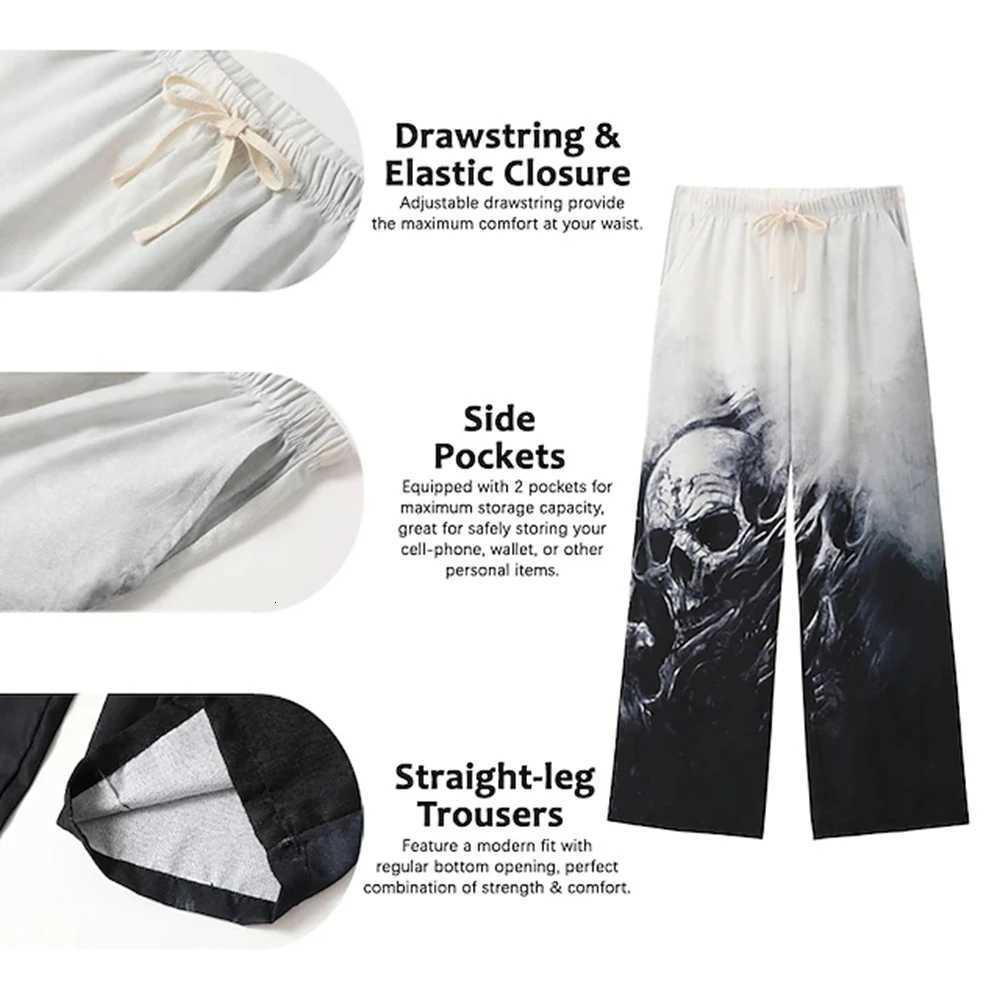 Mens Trousers Summer Pants Beach Pants Drawstring Elastic Waist 3D Print Skull Graphic Prints Casual Daily Holiday Streetwear y250716