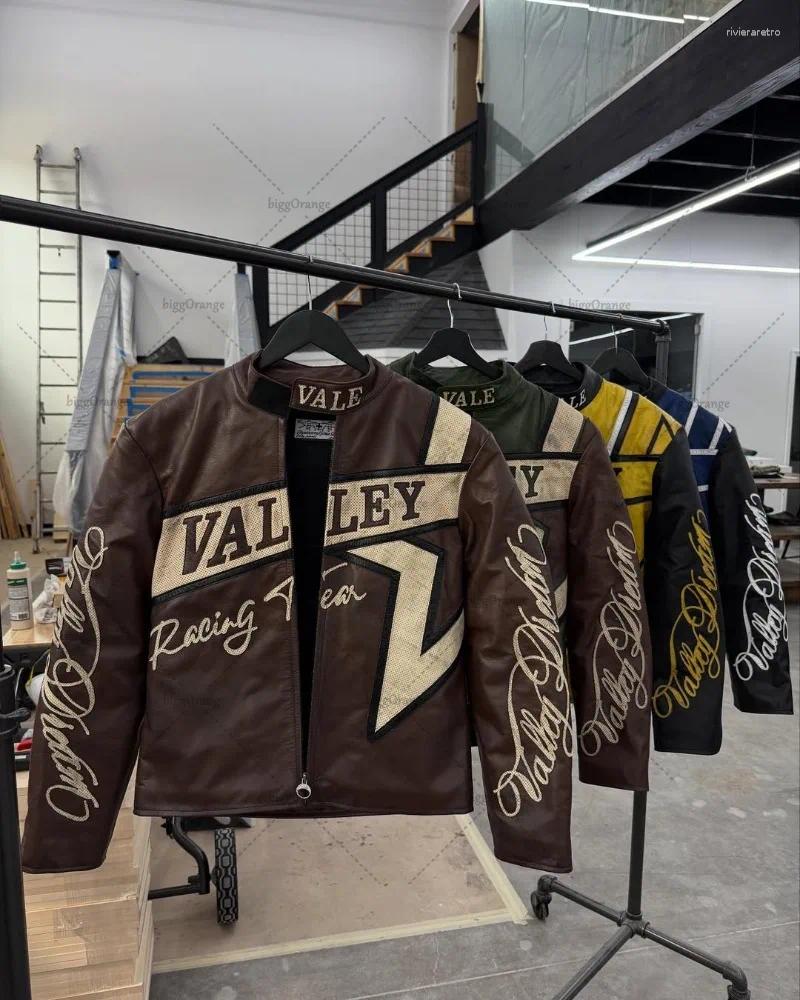 Men's Jackets American Star Geometric Fashion Oversized Jacket Men High Street Brand Harajuku Retro Letter Casual Loose Zipper Coats