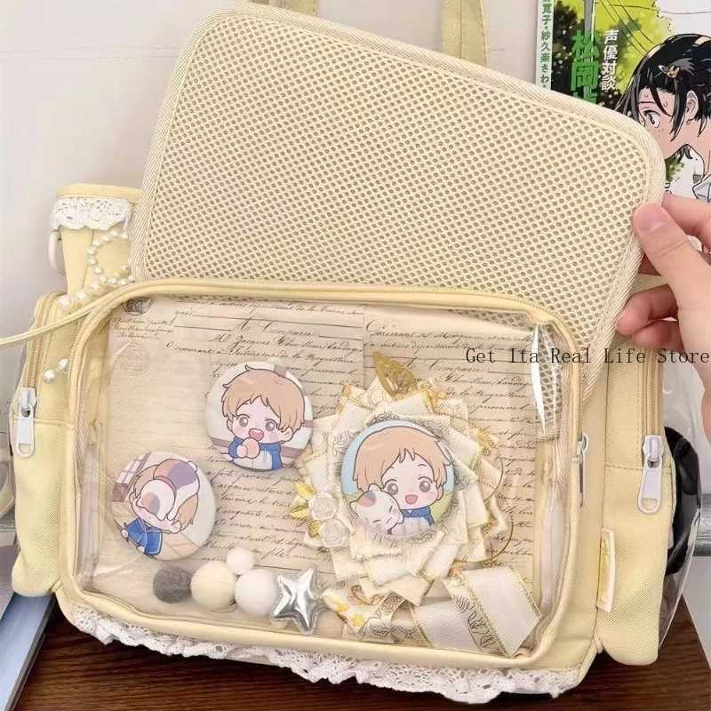 Italife New Women Cute Lace Ita Bag with Pearl Bow Girl Itabag with Insert for Pin Display Comic Con Large Tote Big H204