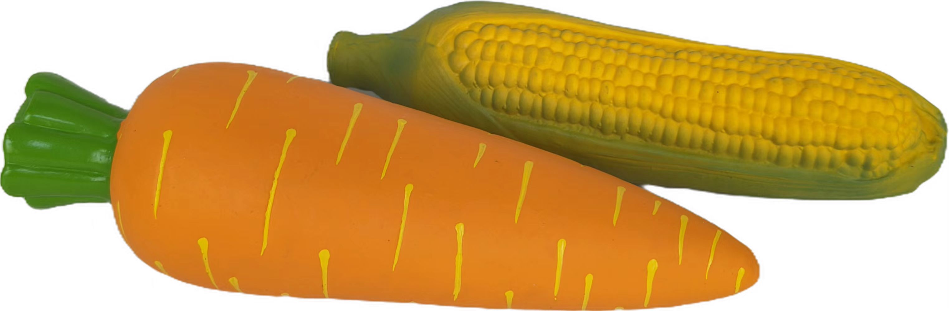 Rubber Soft Squeaky Dog Toy Durable Natural Latex Dog Playtime with Carrot & Corn-shaped vegetable Dog Toys 4pcs/Pack