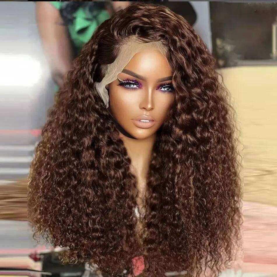 Deep Frontal Wig 13x4 13x6 Hd 30 Inch Chocolate Brown Curly Lace Front Human Hair Water Wave Brazilian Wigs For Women