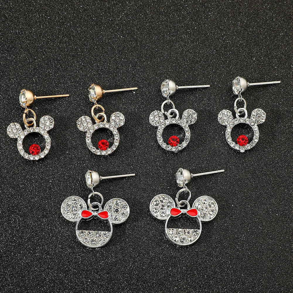 Disney 1 Pair Disney Mickey Mouse Luxury With Zircon Ear Studs Earrings for Women Ear Accessories Gifts W20250716