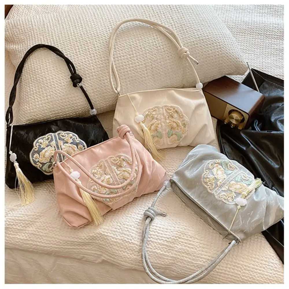 Package Satchel Soft Embroidery Bag Chinese Style Tote Bag Large Capacity Handbags for Children