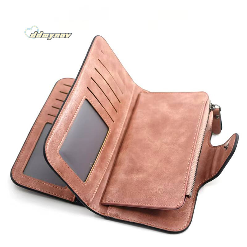 Wallet Made of Leather Wallets Three Fold VINTAGE Womens Purses Mobile Phone Female Coin Purse Carteira Feminina ddmynov