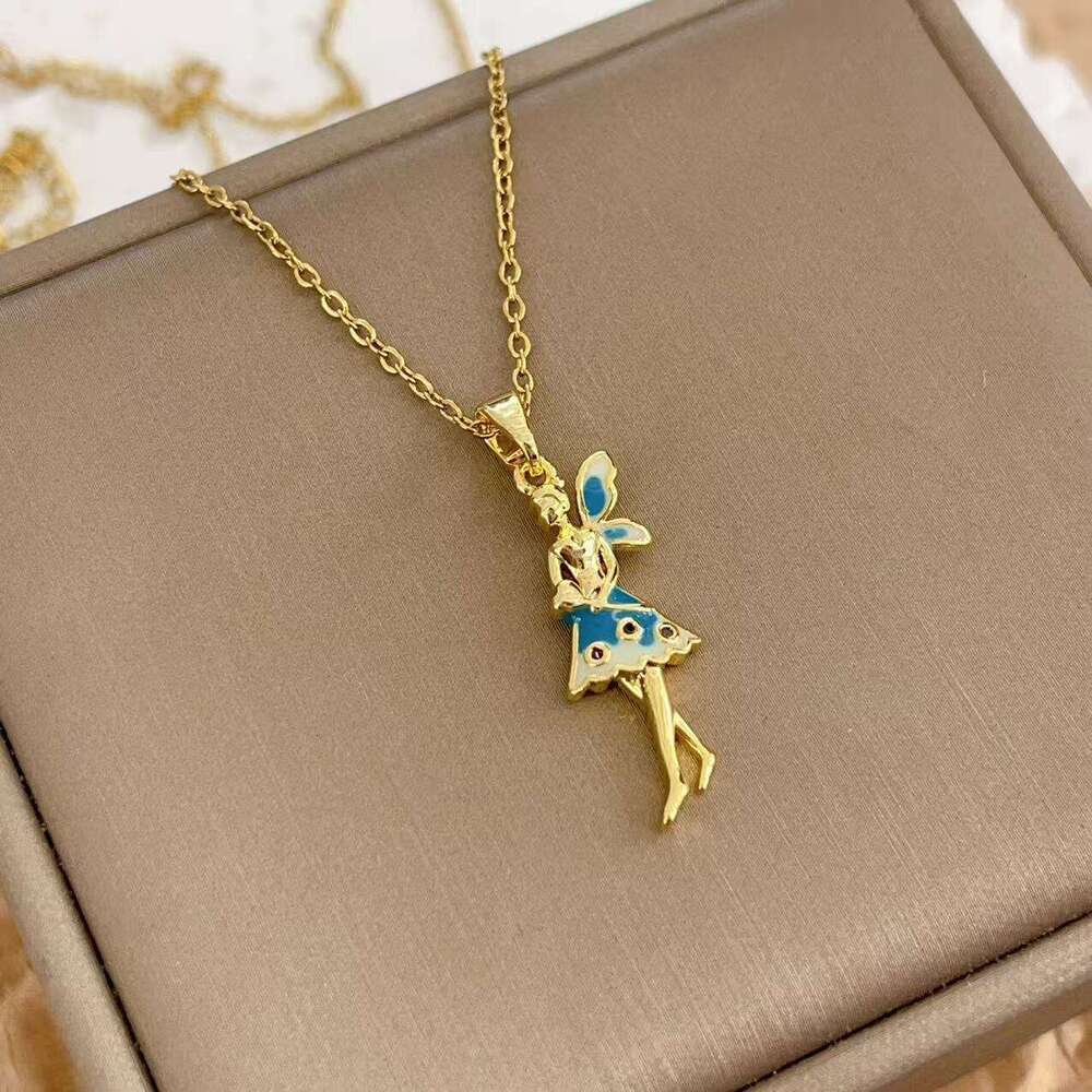 2025 Copper Gold-Plated Micro-Inlaid Zircon Elf Titanium Steel Necklace Fashion Versatile High-End Accessory 5F9