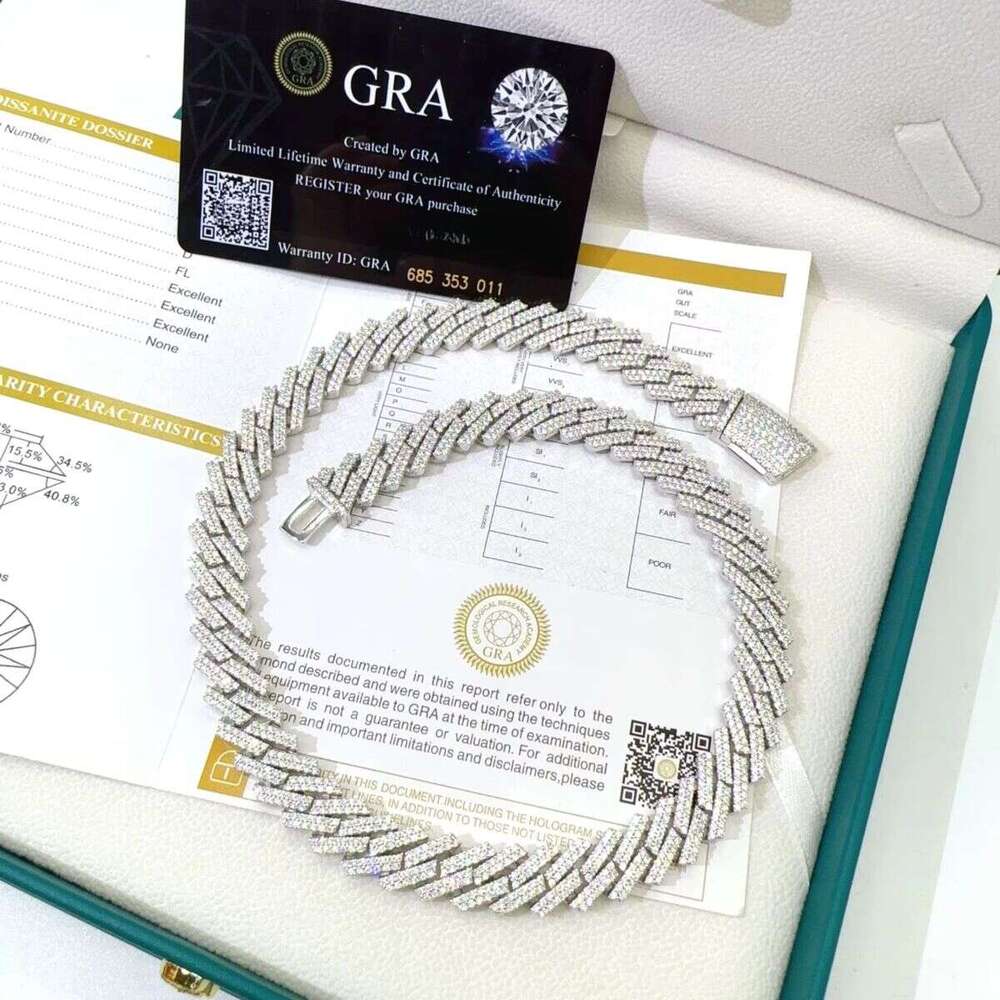 Pass 100% diamond test Top jewelry bracelet VVS Moissanite hip-hop Ice Cuba chain jewelry necklace free delivery for both men and women