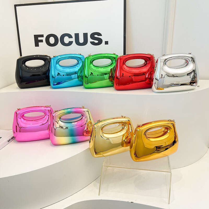 Women's Shiny Acrylic Box 2025 New Candy Color Stylish Versatile Wrist Chain Evening Bag