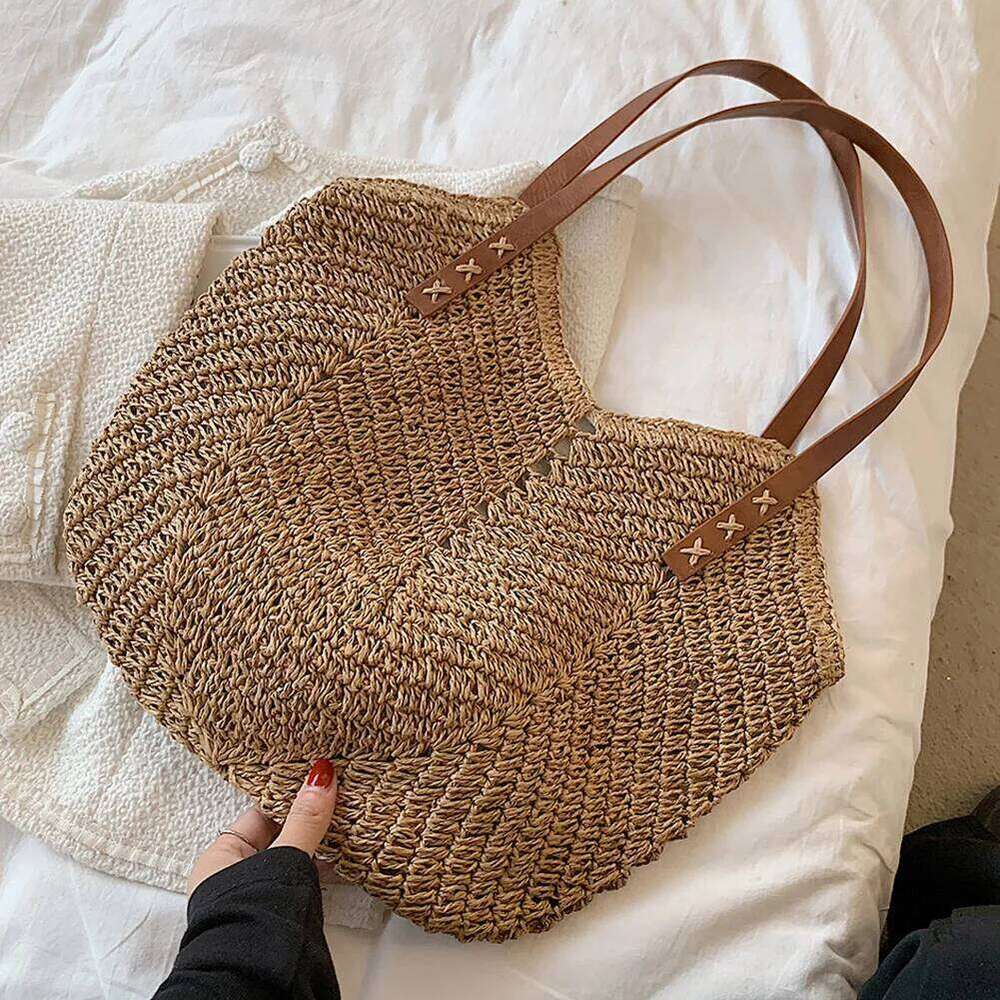 NEW Summer Straw For Women Hollow Raffia Crochet Beach Bags Rattan Woven Shoulder Bag Fashion Weaving Ladies Tote Handbags