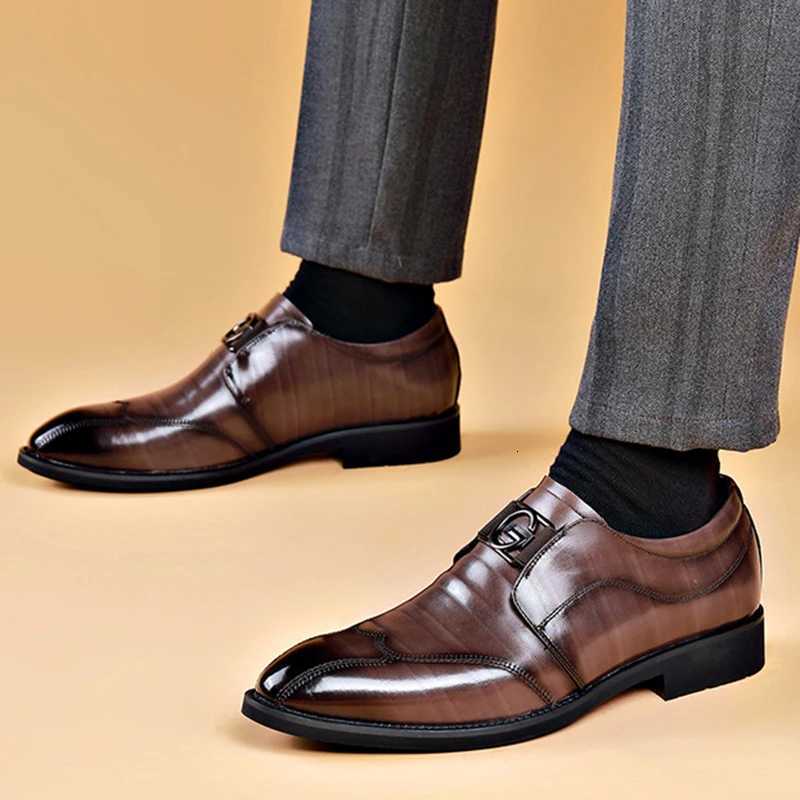 Luxury Party Shoes for Men Slip on Formal Dress Shoes for Men Pointed Toe Black PU Leather Casual Business Shoes Office Wedding Y250715