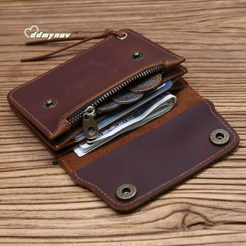 100 Genuine Leather Wallet For Men Male Brand Vintage Handmade Short Small Mens Purse Card Holder With Zipper Coin Pocket Bag ddmynov
