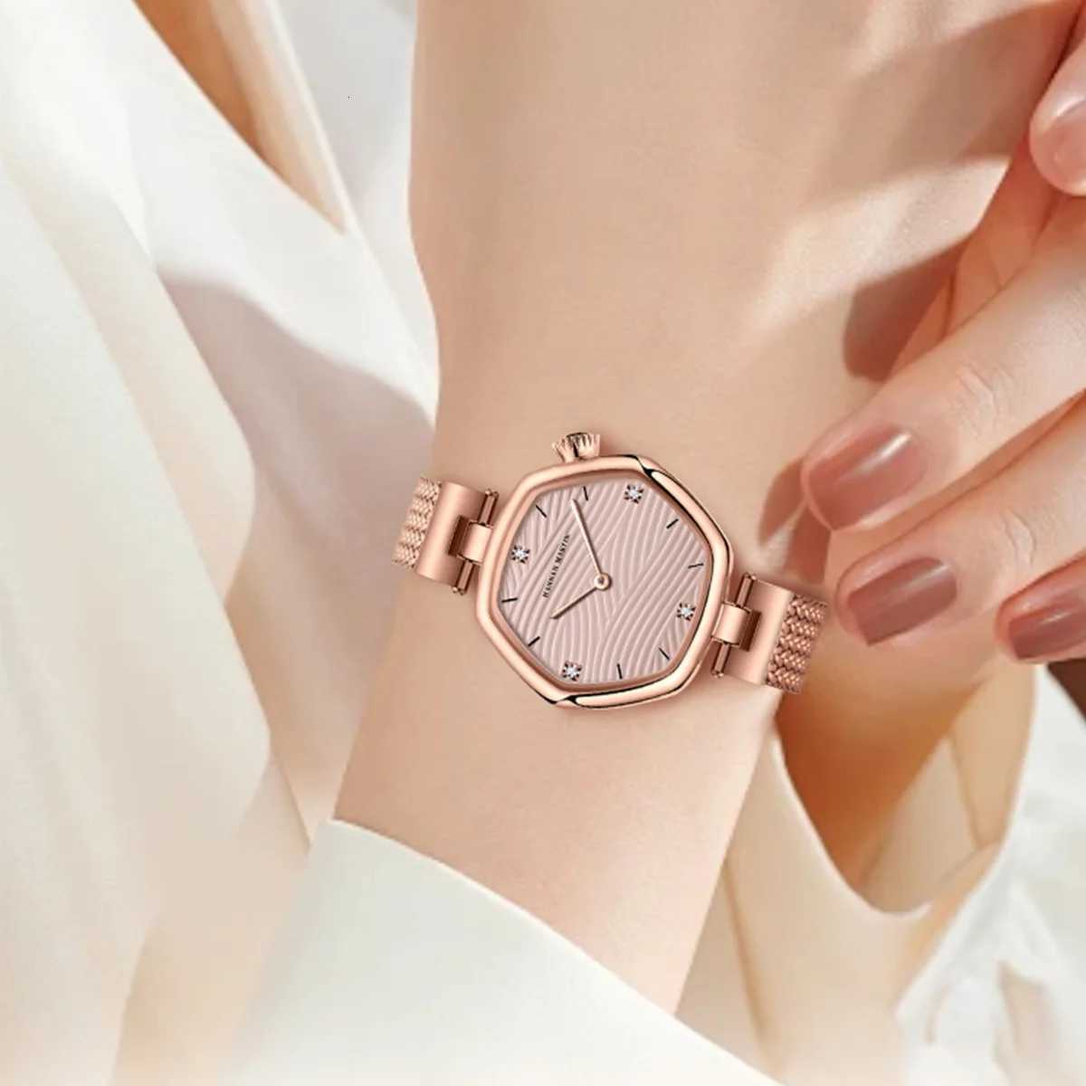 HH Martin Top Brand Wen Stainless Steel Mesh With White Rose Gold Clock Japanese Quartz Movement Luxury Y250715