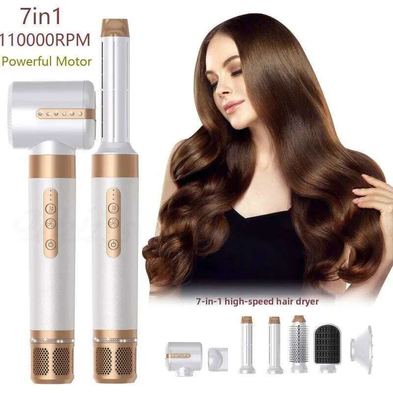 7-In-1 Household Hairdrier Comb Straightening Curling Iron Cold Hot Air Blow Dryer Salon Tool Accessories