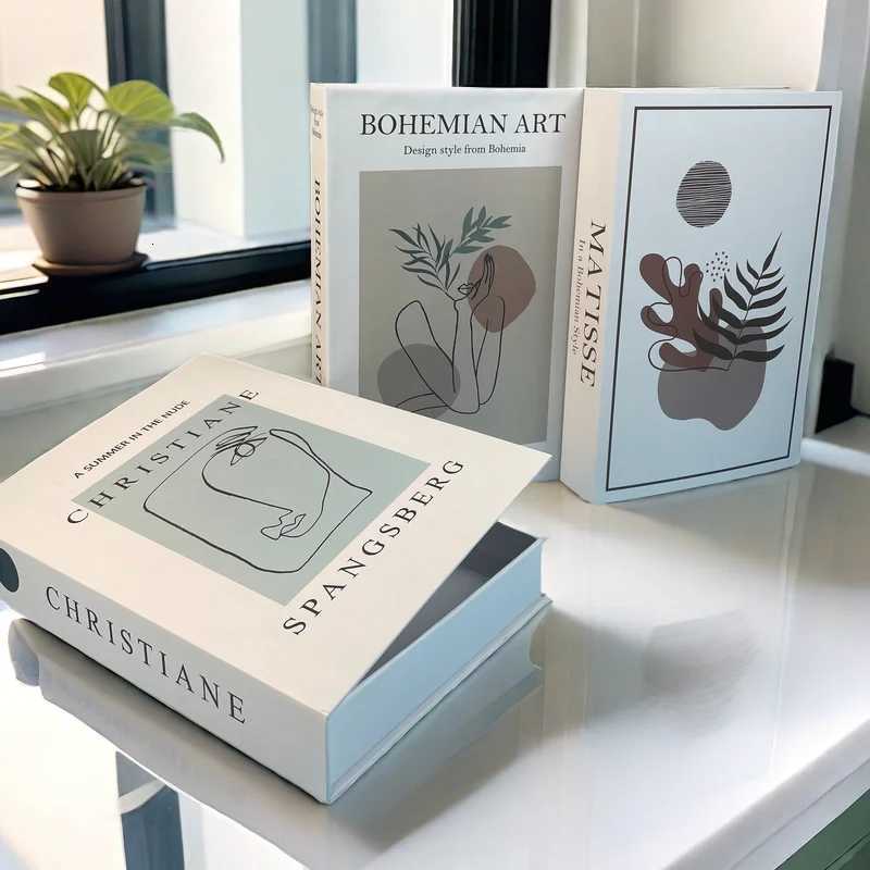 Bauhaus Decorative Books Open Luxury Fake Book Storage Box He Decor Matisse Boho Monet Coffee Table Shelf Interior Decoration W250716