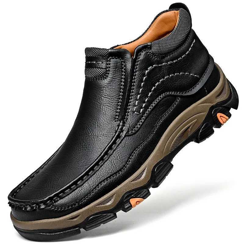 Cowhide Thick Soled Wear-resistant Mens Leather Shoes Outdoor Mens Hiking Shoes W250716