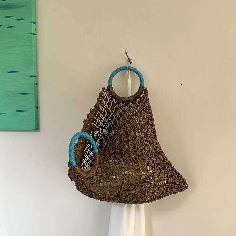 Summer Hollow Straw Beach Handmade Woven Shoulder Raffia Rattan Shopping Travel Bag Bohemian Braided Handbag Casual Tote