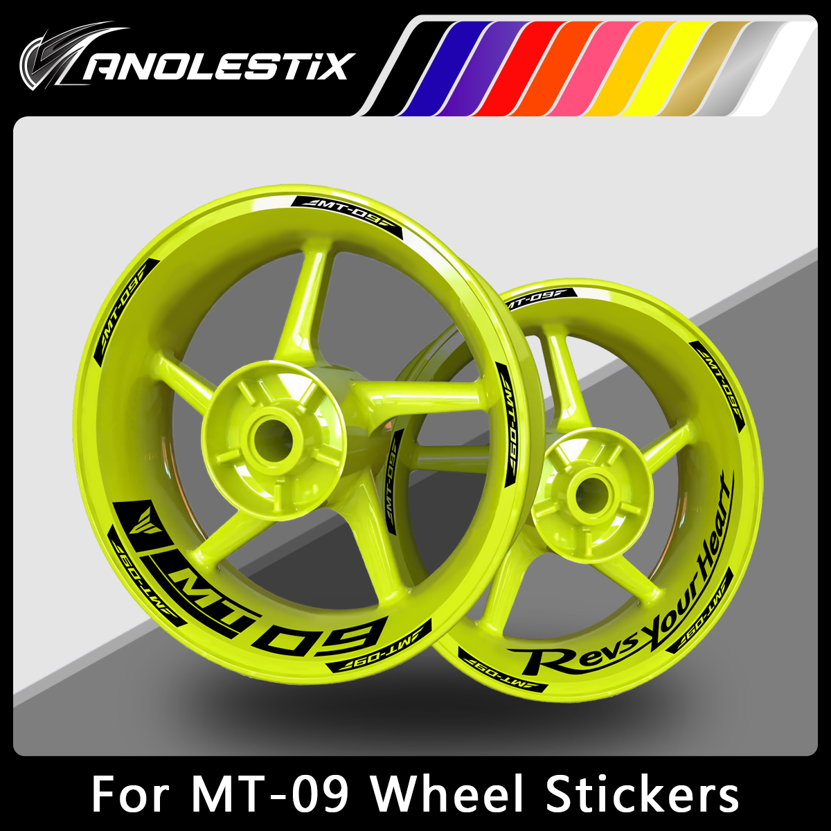 AnoleStix Customized Reflective Motorcycle Wheel Sticker Hub Decal Rim Stripe Tape For YAMAHA MT-09 MT09