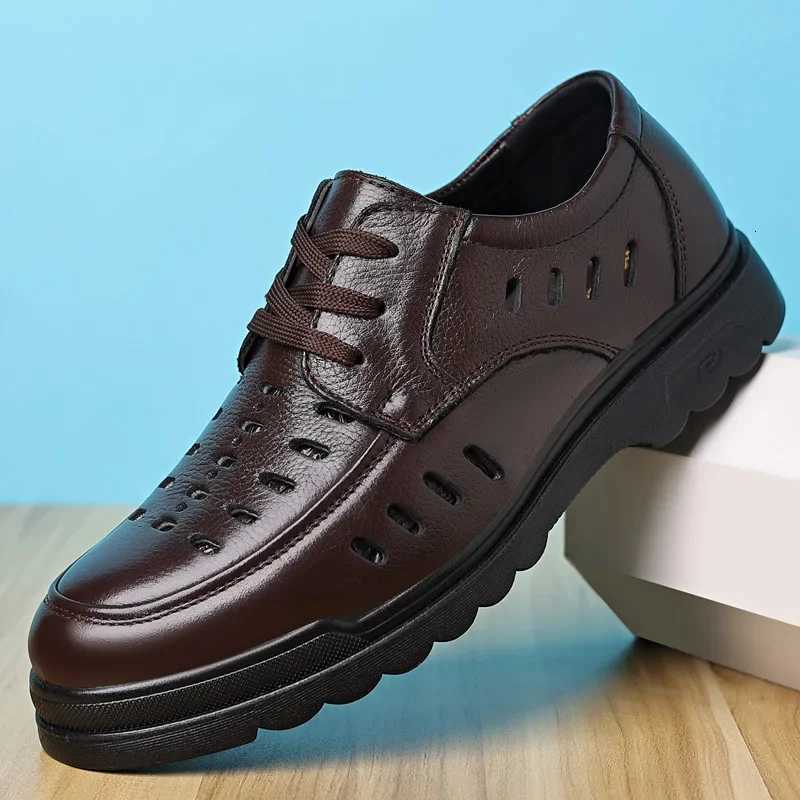 Cowhide Men Shoes Men Business Casual Leather Shoes Men Fashion Breathable Shoes British Casual Lace Up Single Leather Shoes W250716