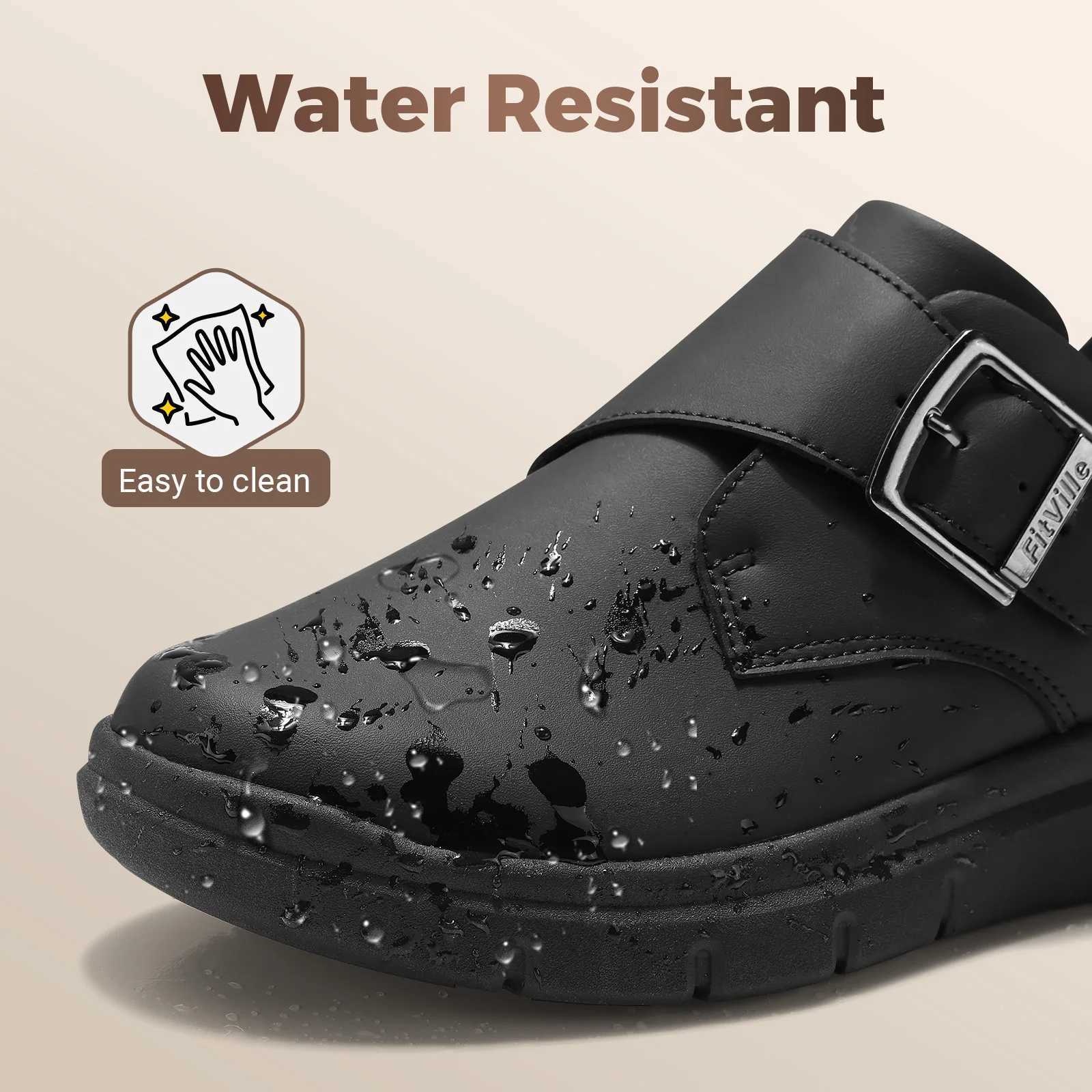 Fitville Mens Leather Shoes Wide Shoes for Swollen Feet Mens Diabetic Walking Shoes for Outdoor Business Walking Shoe W250716