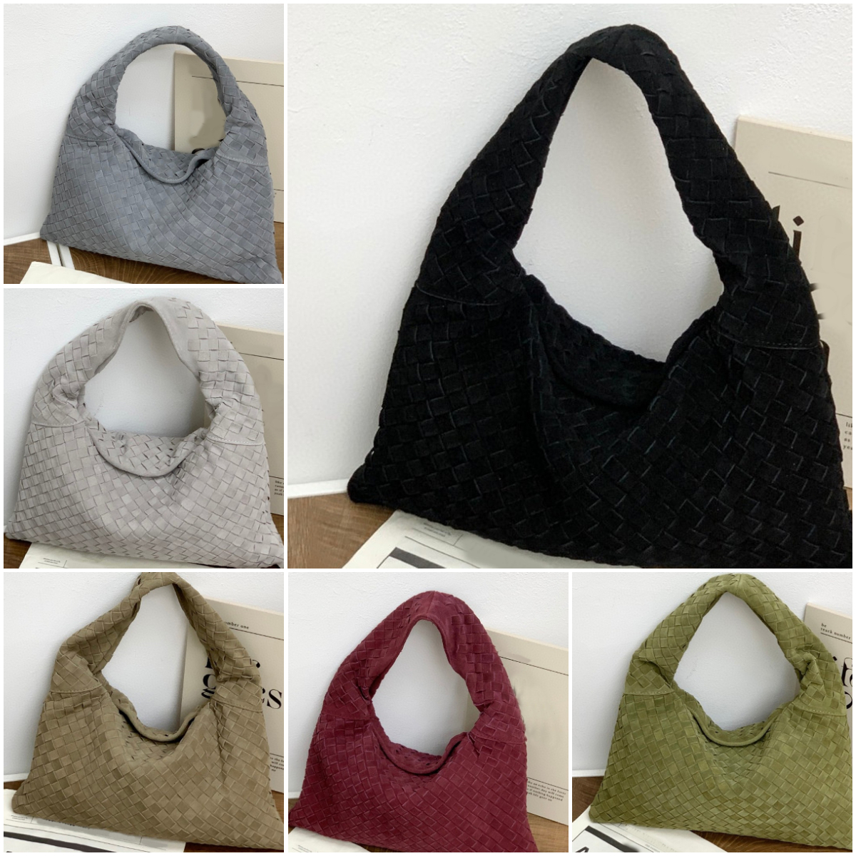 Frosted leather crescent shaped bag tote bag Handbag Women hobo Shoulder Bags Luxury Purse Plain Color bags designer women High Quality Weaving Handbag