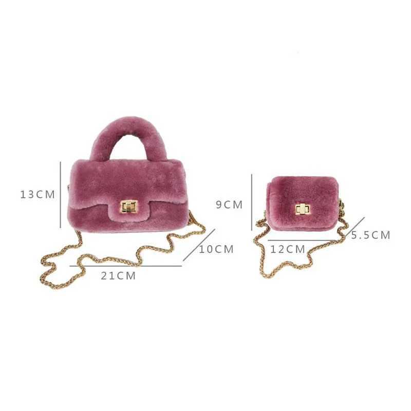 Lamb Fur Womens Small Handbag Soft Plush Womens Chain Shoulder Bag Womens Fliffy Everyday Clutch
